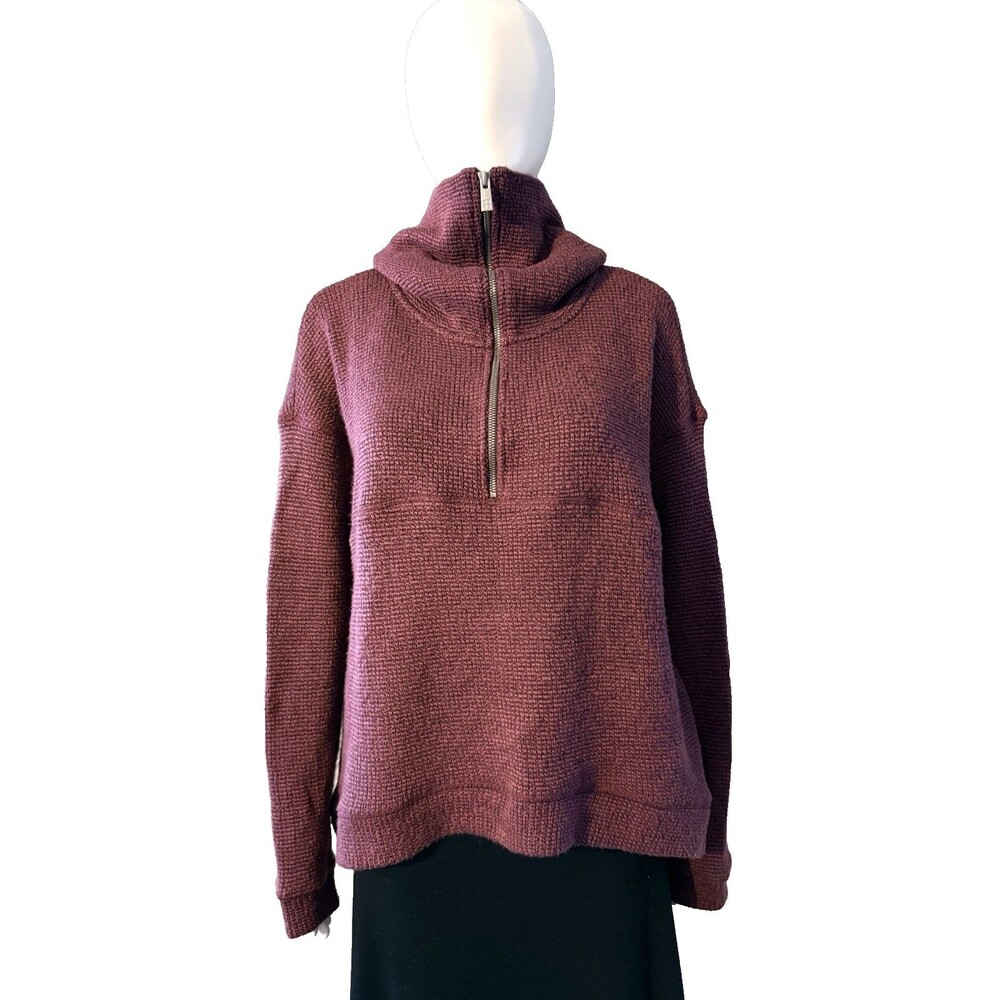 Sweaty Betty Boucle Funnel Neck Pullover 1/2 Zip Sweatshirt Cozy Athleisure SZ 6